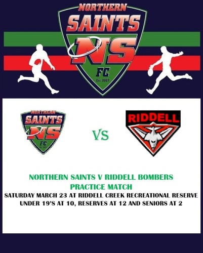 Practice match this Saturday against Riddell!