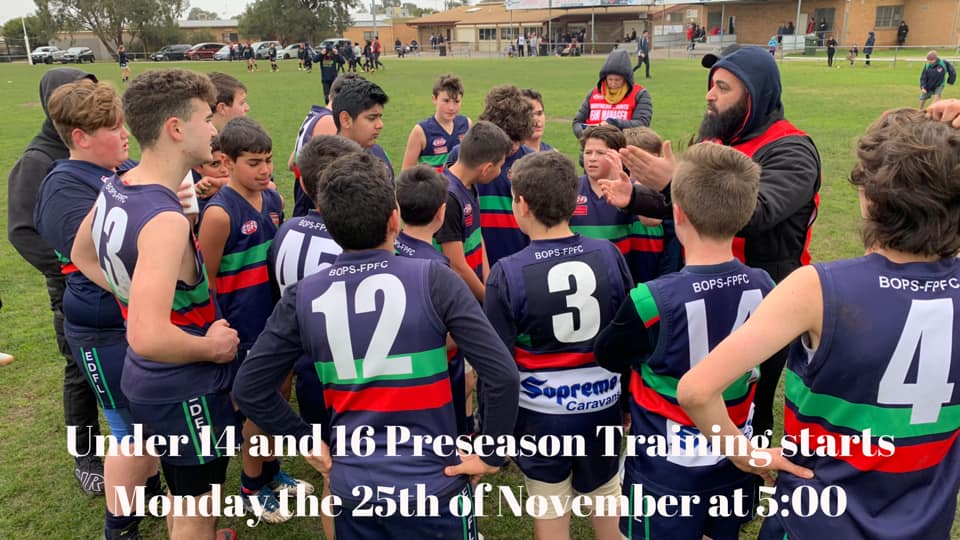 Under 14 and under 16 Boys pre-season training