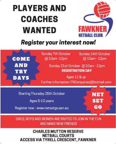 Fawkner Netball Club - players and coaches wanted!