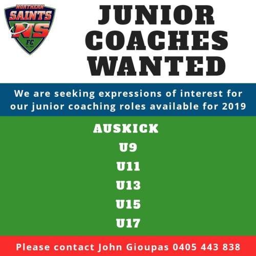 Junior Coaches Wanted