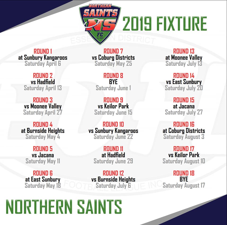 Seniors 2019 Fixture released!