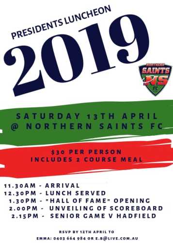 Presidents Luncheon and Past Players and Sponsors Day this Saturday!
